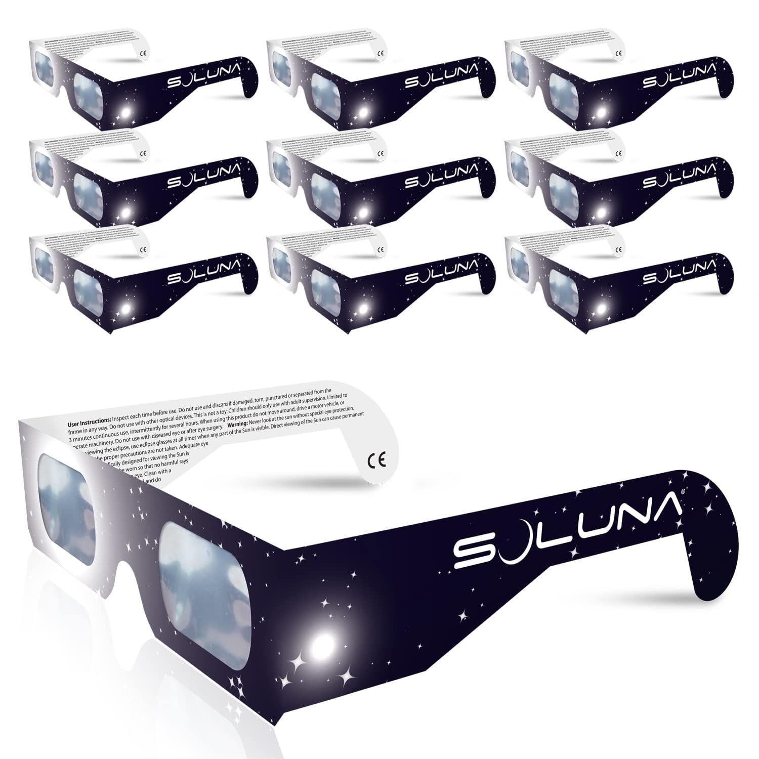Soluna Solar Eclipse Glasses - CE and ISO Certified Safe Shades